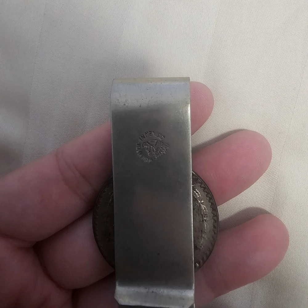 Vintage Real Mexican Peso 10% Silver Coin Money Clip MADE IN MEXICO